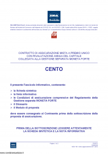 Ina Assitalia - Cento Contratto Di Assicurazione Mista A Premio Unico - Modello midv190 Edizione 09-11-2012 [40P]