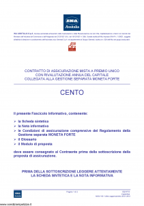Ina Assitalia - Cento Contratto Di Assicurazione Mista A Premio Unico - Modello midv190 Edizione 26-01-2012 [40P]