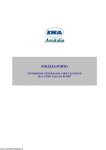 Ina Assitalia - Polizza Furto - Modello 12200 Edizione 01-2007 [11P]