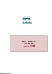 Ina Assitalia - Polizza Leasing Immobiliare - Modello 17752 Edizione 01-2007 [19P]