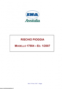 Ina Assitalia - Rischio Pioggia - Modello 17554 Edizione 01-2007 [6P]