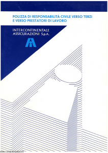 Intercontinentale - Polizza Responsabilita' Civile Verso Terzi E Prestatori Di Lavoro - Modello 09219-8 Edizione 11-1989 [SCAN] [25P]