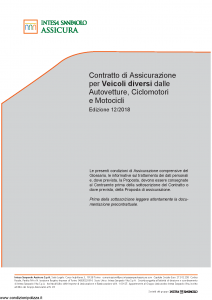 Intesa Sanpaolo Assicura - Contratto Di Assicurazione Per Veicoli Diversi - Modello isa mas01-a5 Edizione 12-2018 [44P]