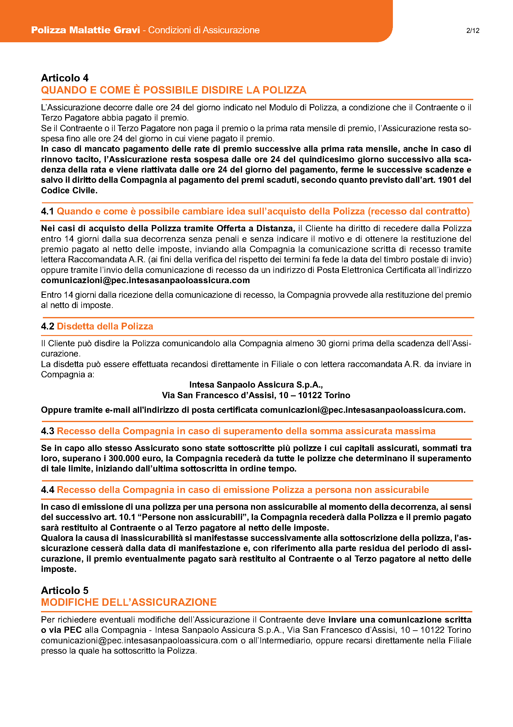 Intesa Sanpaolo Assicura - Polizza Malattie Gravi - Modello ...