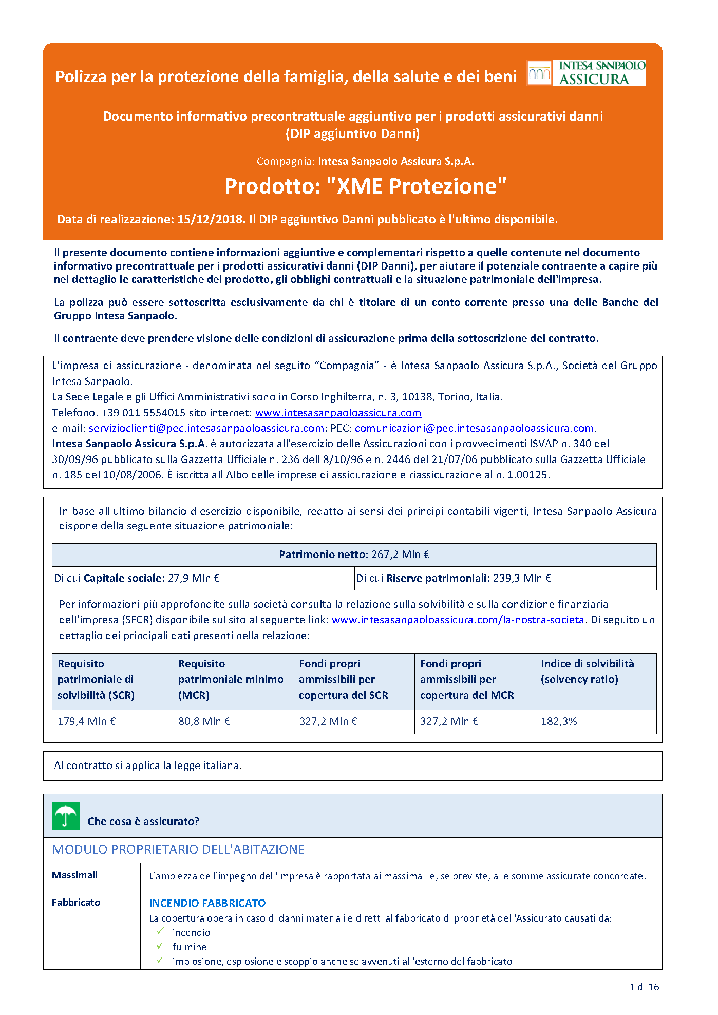 Intesa Sanpaolo Assicura - Xme Protezione - Modello nd Edizione 15-12