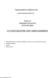 L Assicuratrice Italiana Vita - Az Assicurazione Unit Linked Rainbow - Modello aiv7512 Edizione 23-12-2011 [28P]