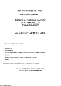 L Assicuratrice Italiana Vita - Az Capitale Garantito 2010 - Modello aiv7510 Edizione 15-04-2010 [32P]