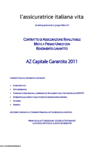 L Assicuratrice Italiana Vita - Az Capitale Garantito 2011 - Modello aiv7513 Edizione 20-05-2011 [32P]