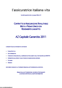 L Assicuratrice Italiana Vita - Az Capitale Garantito 2011 - Modello aiv7521 Edizione 31-12-2011 [32P]