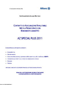 L Assicuratrice Italiana Vita - Az Special Plus 2011 - Modello aiv7524 Edizione 31-05-2012 [34P]