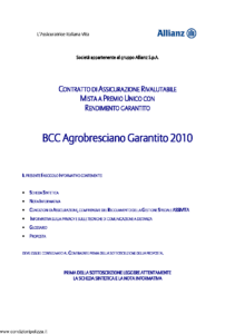 L Assicuratrice Italiana Vita - Bcc Agrobresciano Garantito 2010 - Modello aiv7526 Edizione 31-05-2012 [32P]