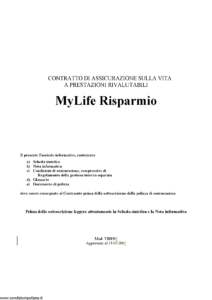 Lloyd Adriatico - Mylife Risparmio - Modello vi019-2 Edizione 31-03-2007 [26P]