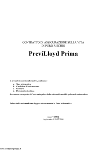 Lloyd Adriatico - Previlloyd Prima - Modello vi009-2 Edizione 26-05-2006 [24P]