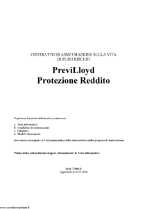 Lloyd Adriatico - Previlloyd Protezione Reddito - Modello vi001-2 Edizione 30-03-2006 [22P]