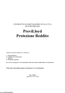 Lloyd Adriatico - Previlloyd Protezione Reddito - Modello vi001-7 Edizione 30-07-2009 [20P]