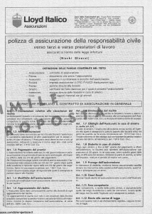 Lloyd Italico - Polizza Assicurazione Responsabilita' Civile - Modello s06l-007 Edizione 01-1990 [8P]