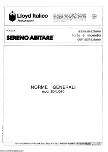 Lloyd Italico - Sereno Abitare Assicurazione Furto Incendio Abitazione - Modello s04l-050 Edizione 11-1990 [SCAN] [8P]