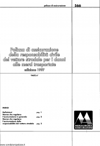 Meie Aurora - Polizza Assicurazione Responsabilita' Civile Del Vettore Stradale Danni Merci Trasportate - Modello u0566a Edizione 06-2001 [SCAN] [10P]