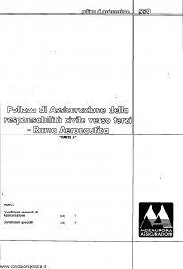 Meie Aurora - Polizza Assicurazione Responsabilita' Civile Verso Terzi Ramo Aeronautica - Modello u0559a Edizione 10-2001 [SCAN] [10P]