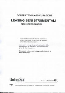 Milano La Previdente - Leasing Beni Strumentali Rischi Tecnologici - Modello 00060 Edizione 01-2014 [SCAN] [21P]