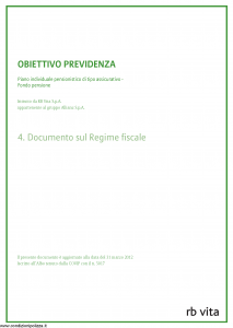 Rb Vita - Obiettivo Previdenza Doc Regime Fiscale - Modello 8001 Edizione 31-03-2012 [10P]