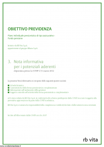 Rb Vita - Obiettivo Previdenza Nota Informativa Potenziali Aderenti - Modello 8001 Edizione 03-2012 [48P]