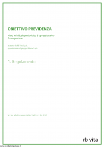 Rb Vita - Obiettivo Previdenza Regolamento - Modello 8001 Edizione 03-2012 [16P]