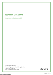 Rb Vita - Quality Life Club Condizioni Speciali - Modello 7341-ag Edizione 01-2008 [15P]