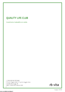 Rb Vita - Quality Life Club Condizioni Speciali - Modello 7341-ag Edizione 01-2009 [15P]