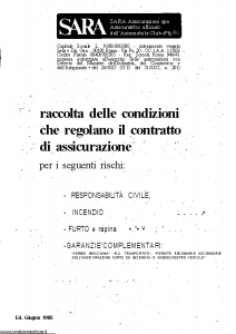 Sara - Raccolta Delle Condizioni Che Regolano Il Contratto Di Assicurazione - Modello 201-ab Edizione 06-1985 [SCAN] [18P]