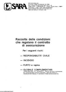 Sara - Raccolta Delle Condizioni Che Regolano Il Contratto Di Assicurazione - Modello 201-ab Edizione 06-1988 [SCAN] [20P]