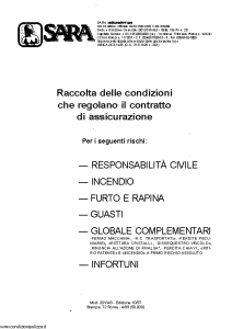 Sara - Raccolta Delle Condizioni Che Regolano Il Contratto Di Assicurazione - Modello 201-ab Edizione 10-1997 [SCAN] [23P]