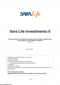 Sara - Sara Life Investimento Ii - Modello l362-07 Edizione 03-2007 [28P]