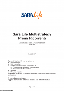 Sara - Sara Life Multistrategy Premi Ricorrenti - Modello l361-07 Edizione 03-2007 [58P]