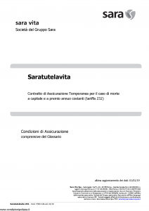 Sara - Sara Tutela Vita (Tariffa 232) - Modello v390-cda Edizione 01-01-2019 [20P]