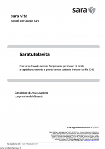 Sara - Sara Tutela Vita (Tariffa 234) - Modello v391-cda Edizione 01-01-2019 [15P]