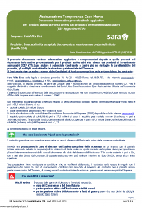 Sara - Saratutelavita A Capitale Decrescente E Premio Annuo Costante Limitato Dip Aggiuntivo - Modello v391d Edizione 01-01-2019 [6P]