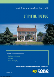 Toro - Capital Mutuo Contratto Di Assicurazione Sulla Vita Di Puro Rischio - Modello cb001102.d05 Edizione 01-12-2005 [32P]