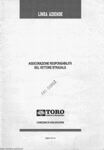 Toro - Linea Aziende Responsabilita' Del Vettore Stradale - Modello cb081154.794 Edizione 09-06-1994 [SCAN] [31P]