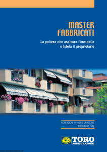 Toro - Master Fabbricati Polizza Che Assicura L'Immobile E Tutela Il Proprietario - Modello pb59g100.n01 Edizione 11-2001 [26P]