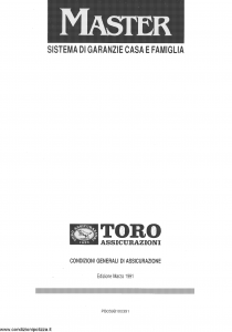 Toro - Master Sistema Garanzie Casa E Famiglia - Modello pb059b100391 Edizione 03-1991 [32P]