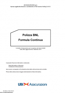 Ubi - Polizza Bnl Formula Continua - Modello 1515 Edizione 30-09-2014 [24P]