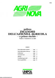 Unipol - Agrinova Polizza Incendio Dell'Azienda Agricola - Modello 3018 Edizione 12-2005 [15P]