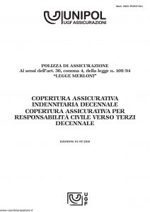 Unipol - Copertura Assicurativa Indennitaria Decennale - Modello 5025-postuma Edizione 07-2010 [12P]