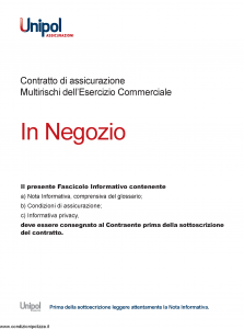Unipol - In Negozio Multirischi Dell'Esercizio Commerciale - Modello 7604 Edizione 10-2011 [46P]