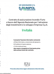 Unipol - Invitalia Assicurazione Incendio Furto A Favore Agenzia Nazionale - Modello 3401 Edizione 04-2011 [24P]