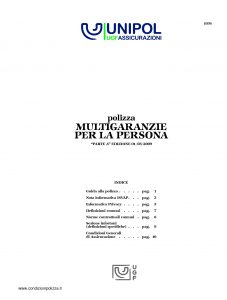 Unipol - Multigaranzie Per La Persona - Modello 1036 Edizione 05-2009 [16P]