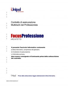 Unipol - Multirischi Del Professionista Focusprofessione Architetto - Modello 2227-6 Edizione 09-2011 [56P]