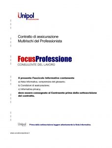 Unipol - Multirischi Del Professionista Focusprofessione Consulente Del Lavoro - Modello 2227-3 Edizione 09-2011 [56P]