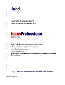 Unipol - Multirischi Del Professionista Focusprofessione Geometra - Modello 2227-7 Edizione 09-2011 [56P]